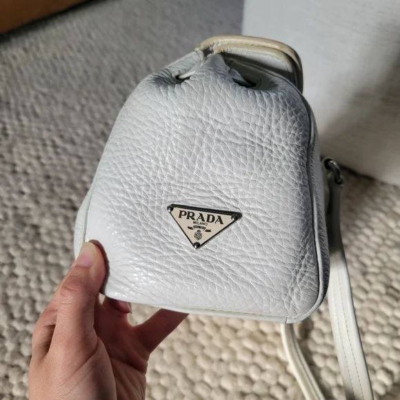 Authentic Prada Daino Bianco Leather Bag Baguette Shoulder Y2k 2000s Vintage - Picture 8 of 11